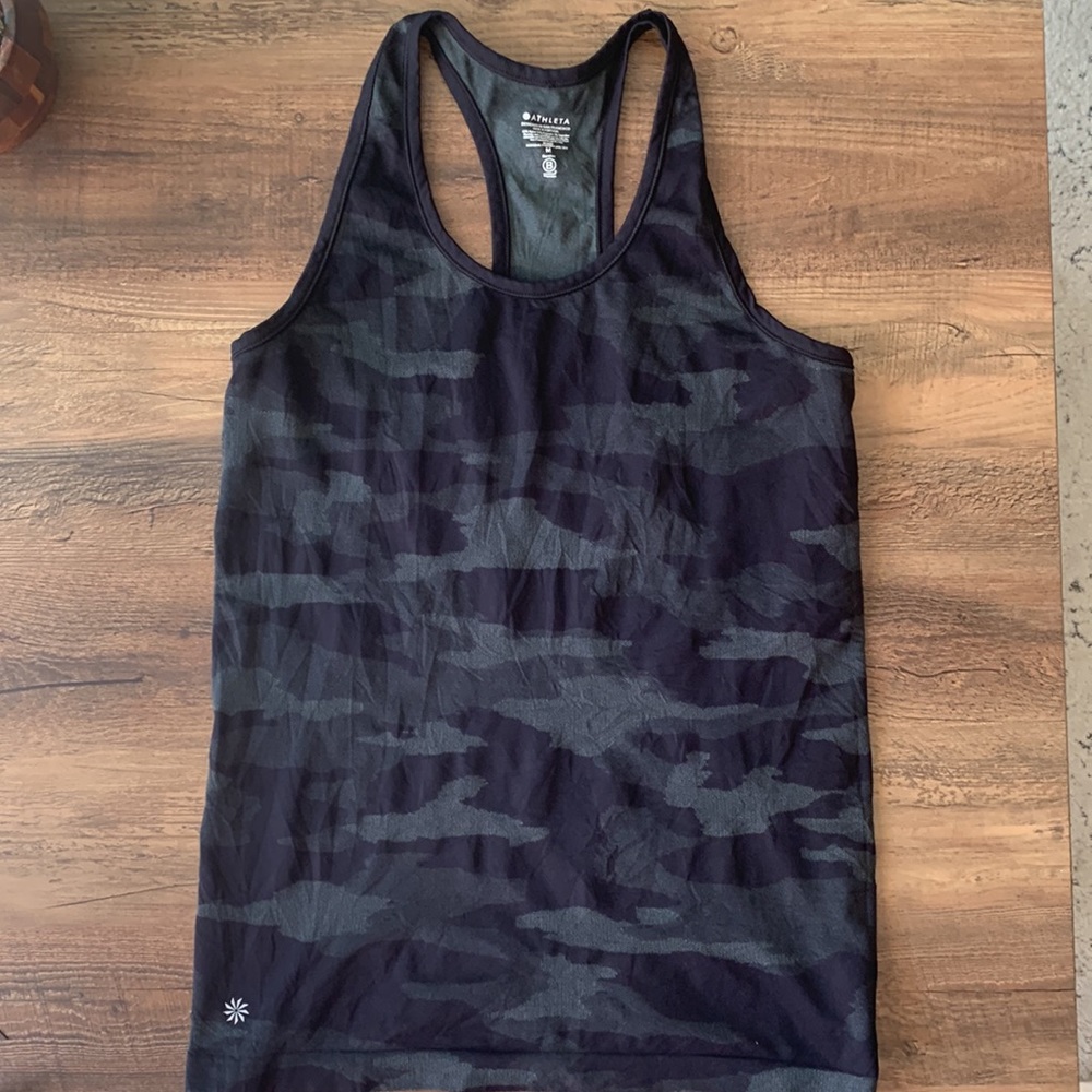Athleta Momentum Camo Tank Black Gray Racerback - Picture 3 of 6